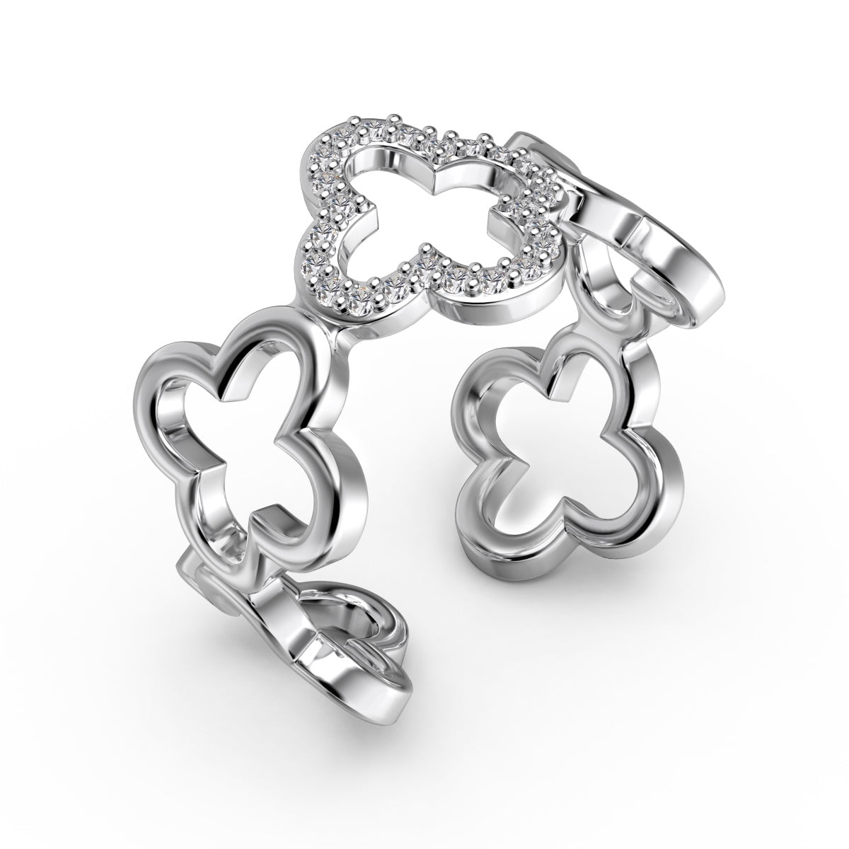 [Love Aura]Hollow Design Four-Leaf Clover Flower Shape Ring