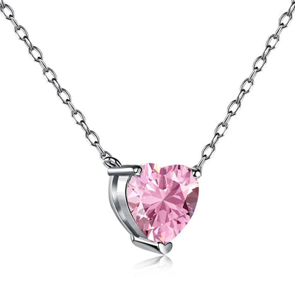 [Love Aura]Heart Shape Main Stone Pendant Collarbone Necklace