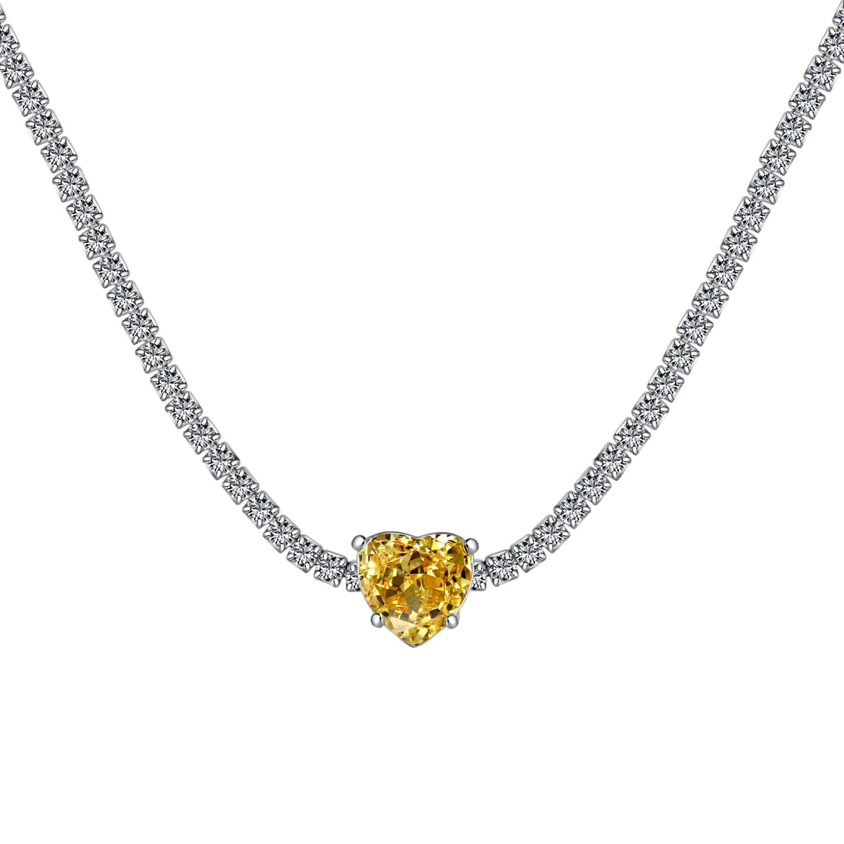 [Love Aura]2.0 Carat Sparkling Tennis Heart Cut Necklace