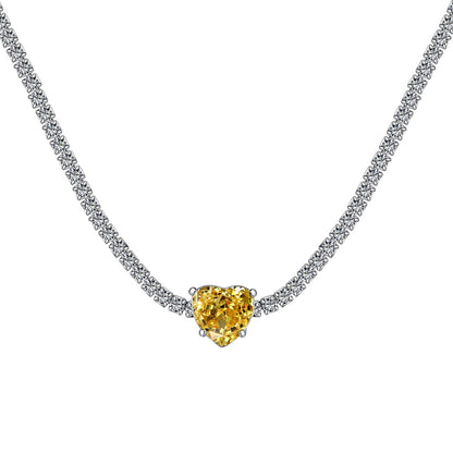 [Love Aura]2.0 Carat Sparkling Tennis Heart Cut Necklace