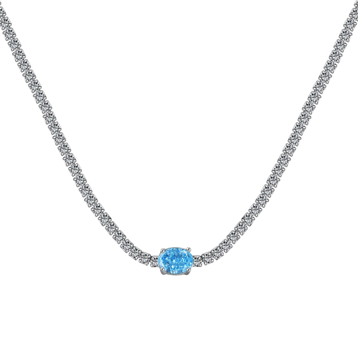 [Love Aura]1.0 Carat Shining Oval Cut Necklace