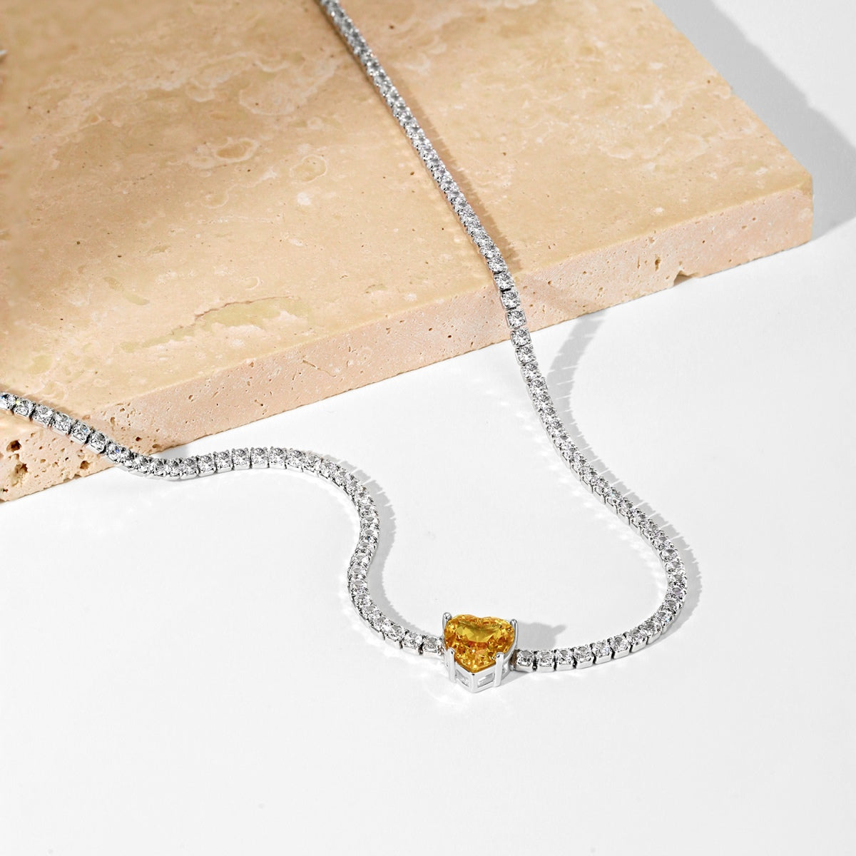 [Love Aura]2.0 Carat Sparkling Tennis Heart Cut Necklace