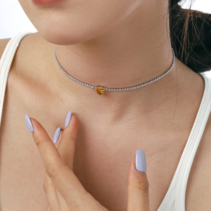 [Love Aura]2.0 Carat Sparkling Tennis Heart Cut Necklace