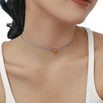 [Love Aura]2.0 Carat Sparkling Tennis Heart Cut Necklace