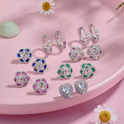 [Love Aura]Radiant Colorful Round Cut Earrings