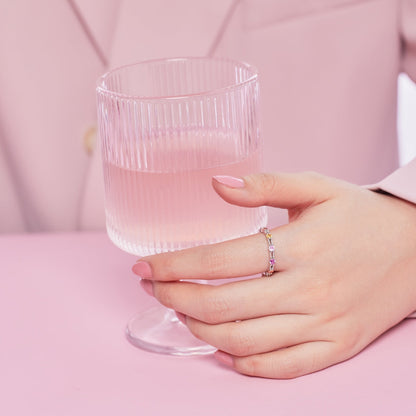 [Love Aura]Sparkling Colorful Round Cut Tennis Ring