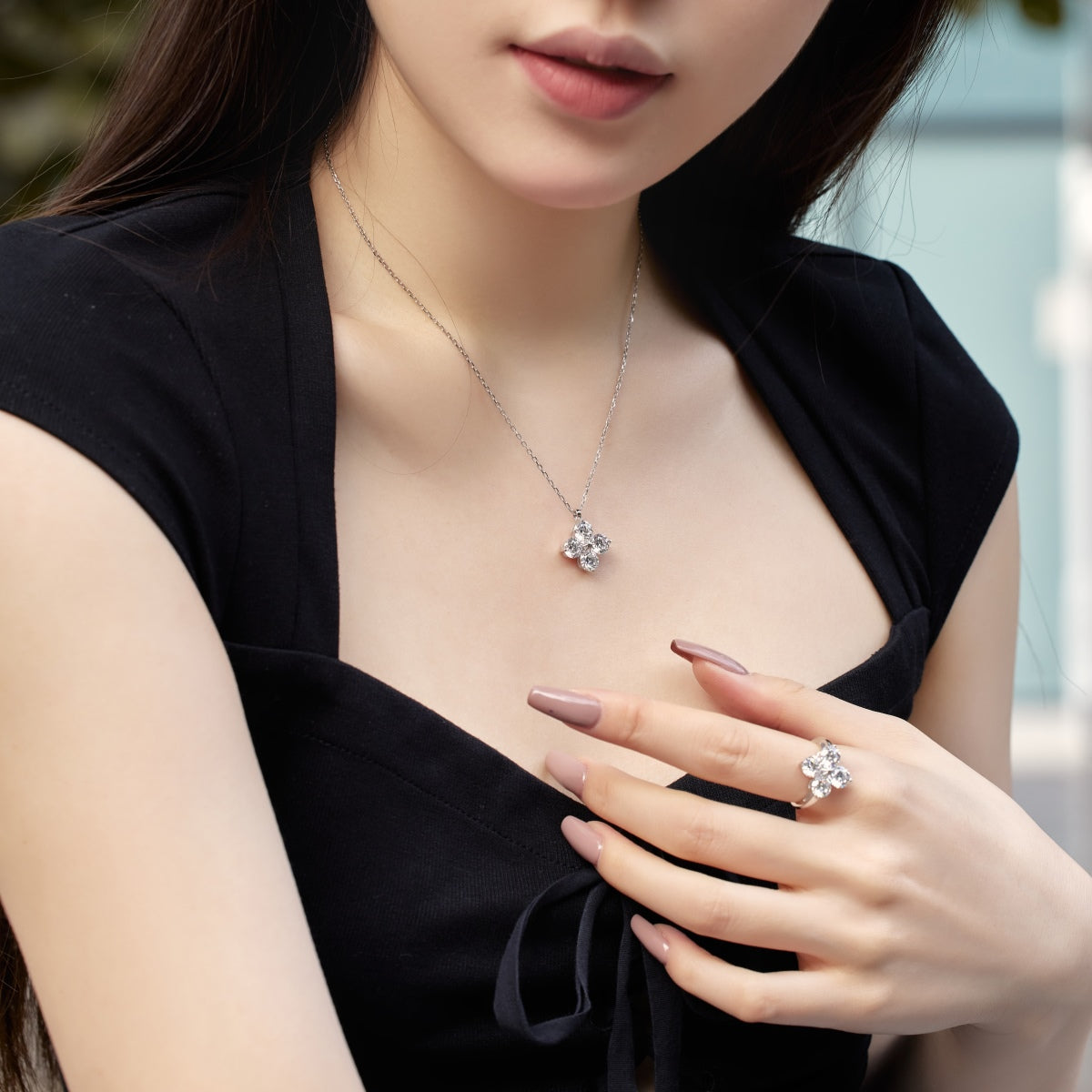 [Love Aura]Four-Leaf Clover And Eight-Pointed Star Necklace