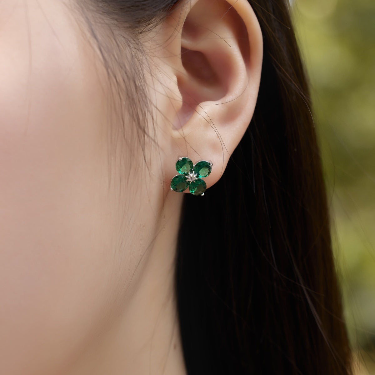 [Love Aura]Four-Leaf Clover Eight-Pointed Star Earrings