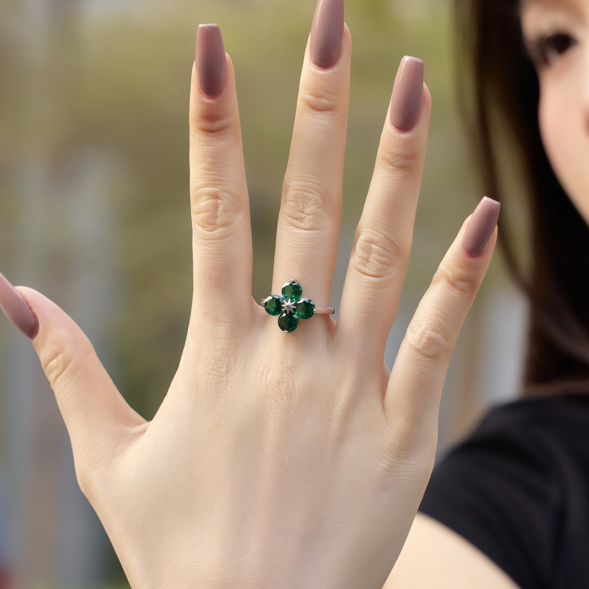 [Love Aura]Four-Leaf Clover Eight-Pointed Star Ring
