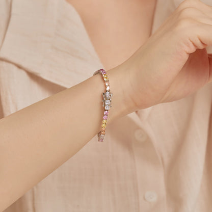 [Love Aura]Radiant Colorful Round Cut Tennis Bracelet