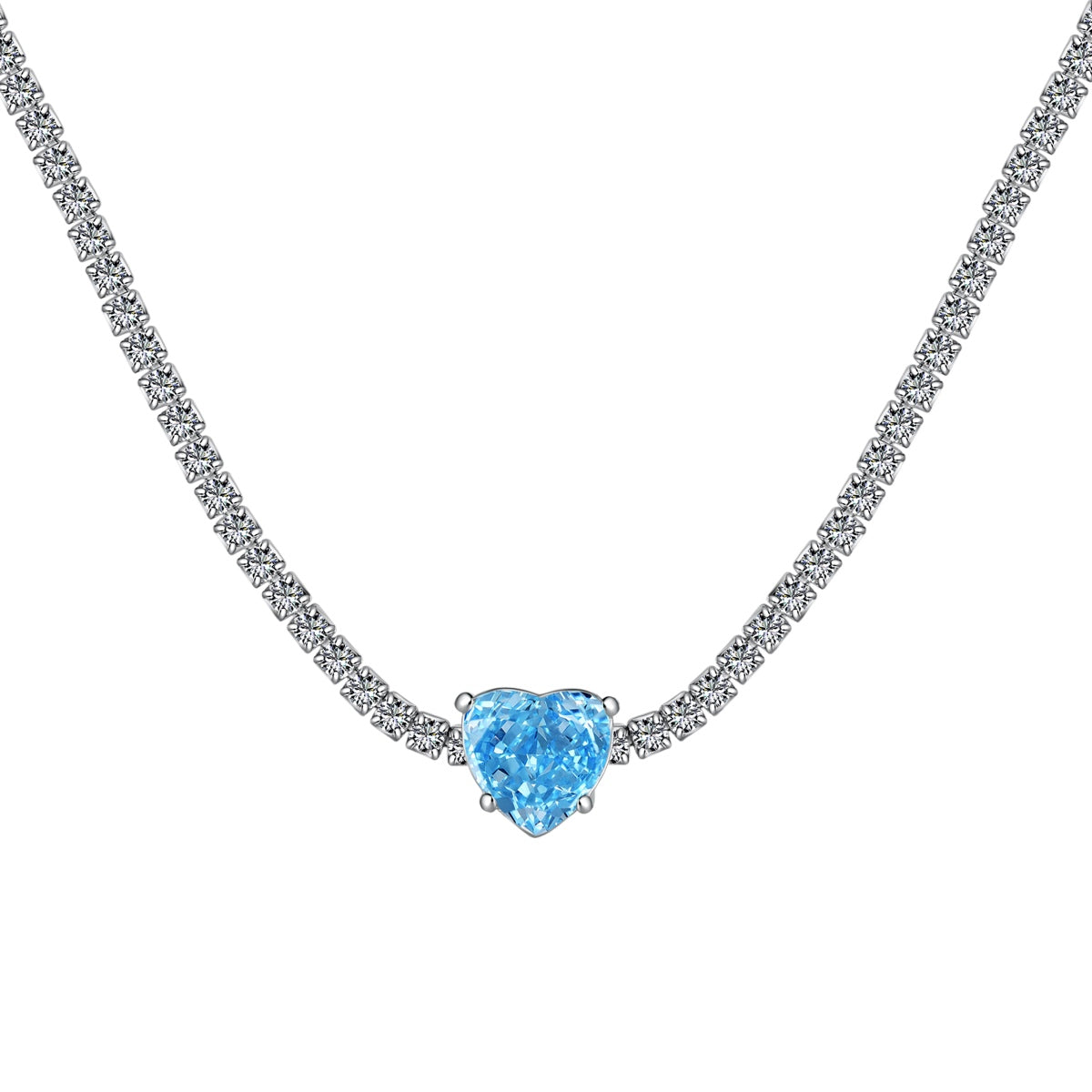 [Love Aura]2.0 Carat Sparkling Tennis Heart Cut Necklace