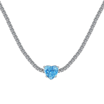 [Love Aura]2.0 Carat Sparkling Tennis Heart Cut Necklace