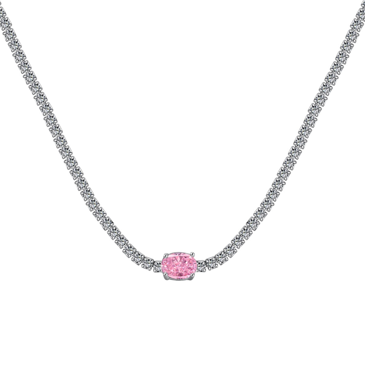 [Love Aura]1.0 Carat Shining Oval Cut Necklace