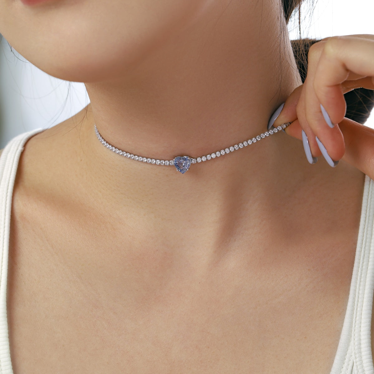 [Love Aura]2.0 Carat Sparkling Tennis Heart Cut Necklace