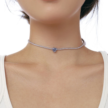 [Love Aura]2.0 Carat Sparkling Tennis Heart Cut Necklace