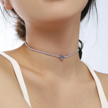 [Love Aura]2.0 Carat Sparkling Tennis Heart Cut Necklace