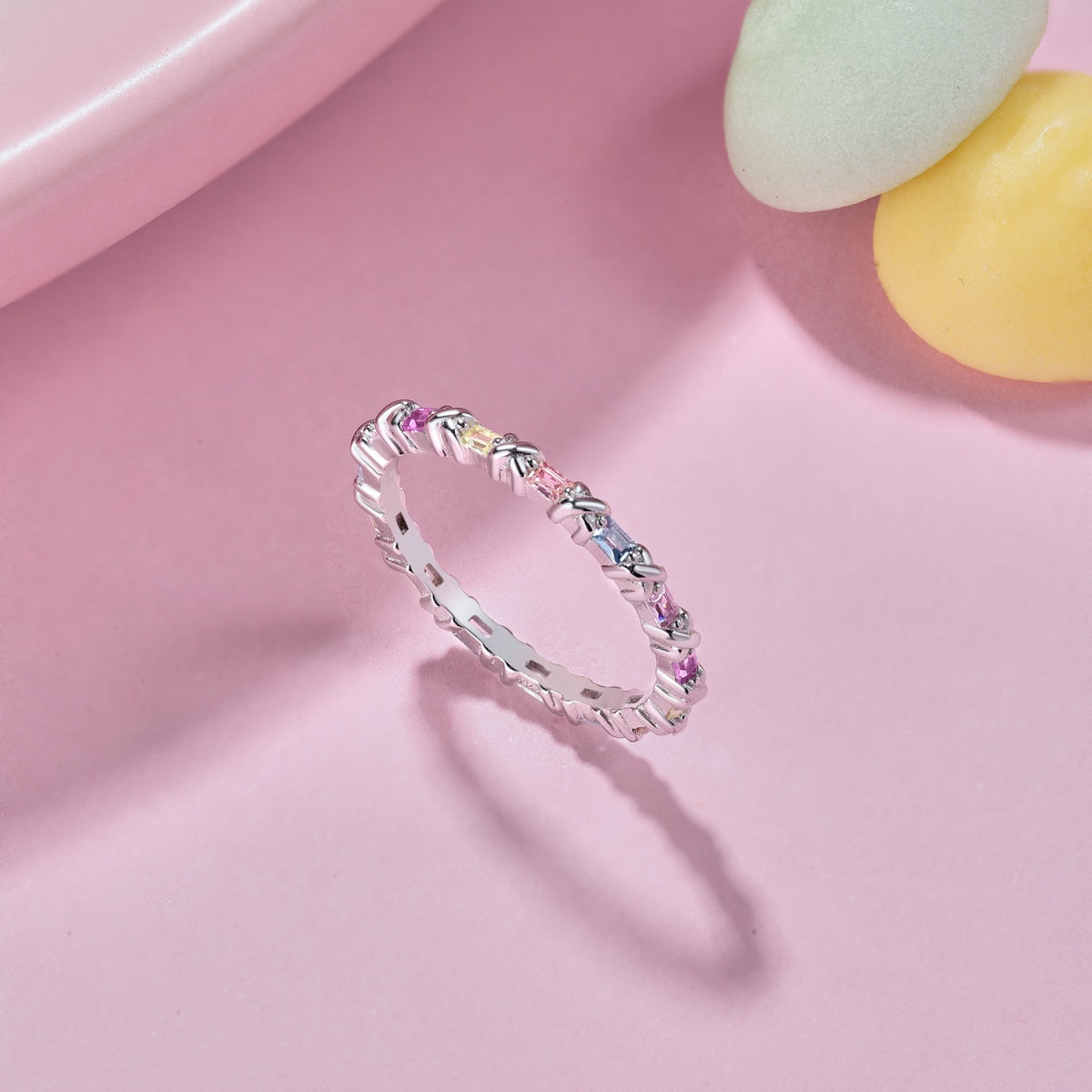 [Love Aura]Charming Colorful Round Cut Daily Ring