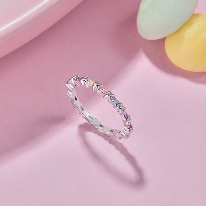 [Love Aura]Charming Colorful Round Cut Daily Ring
