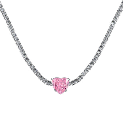 [Love Aura]2.0 Carat Sparkling Tennis Heart Cut Necklace