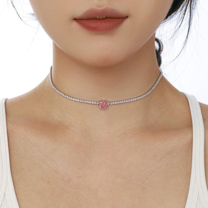 [Love Aura]2.0 Carat Sparkling Tennis Heart Cut Necklace
