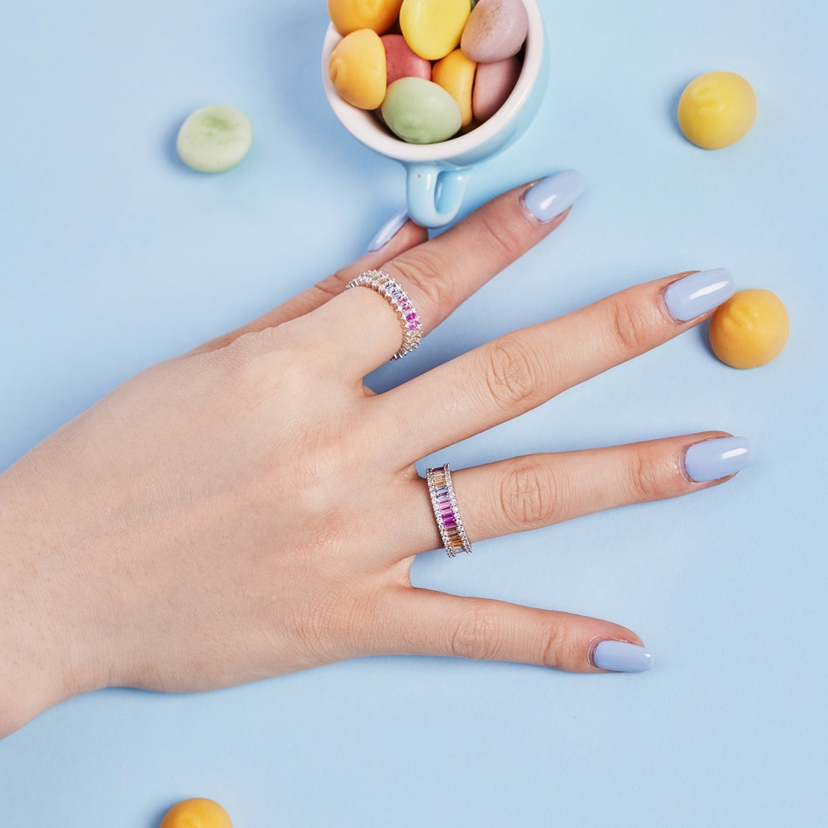 [Love Aura]Splashy Ornate Emerald Cut Cocktail Ring