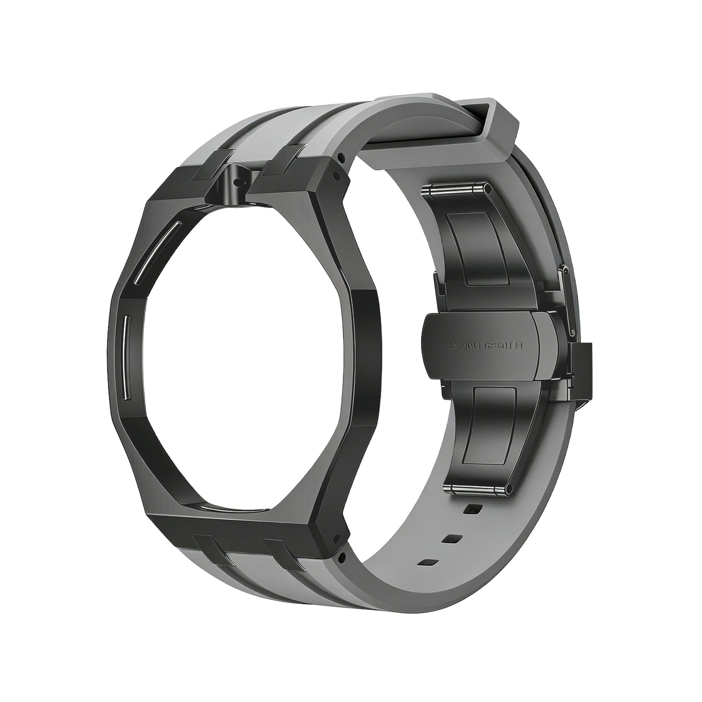 Oak Pop Black Steel  Silicone Strap