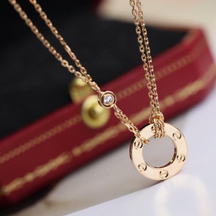 [Love Aura]LOVE NECKLACE ADJUSTABLE ROSE GOLD 2 DIAMOND