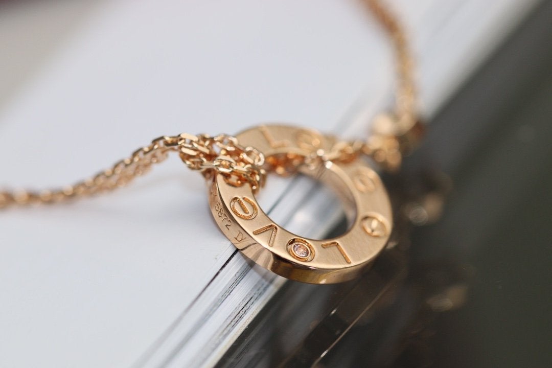[Love Aura]LOVE NECKLACE ADJUSTABLE ROSE GOLD 2 DIAMOND
