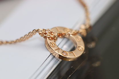 [Love Aura]LOVE NECKLACE ADJUSTABLE ROSE GOLD 2 DIAMOND