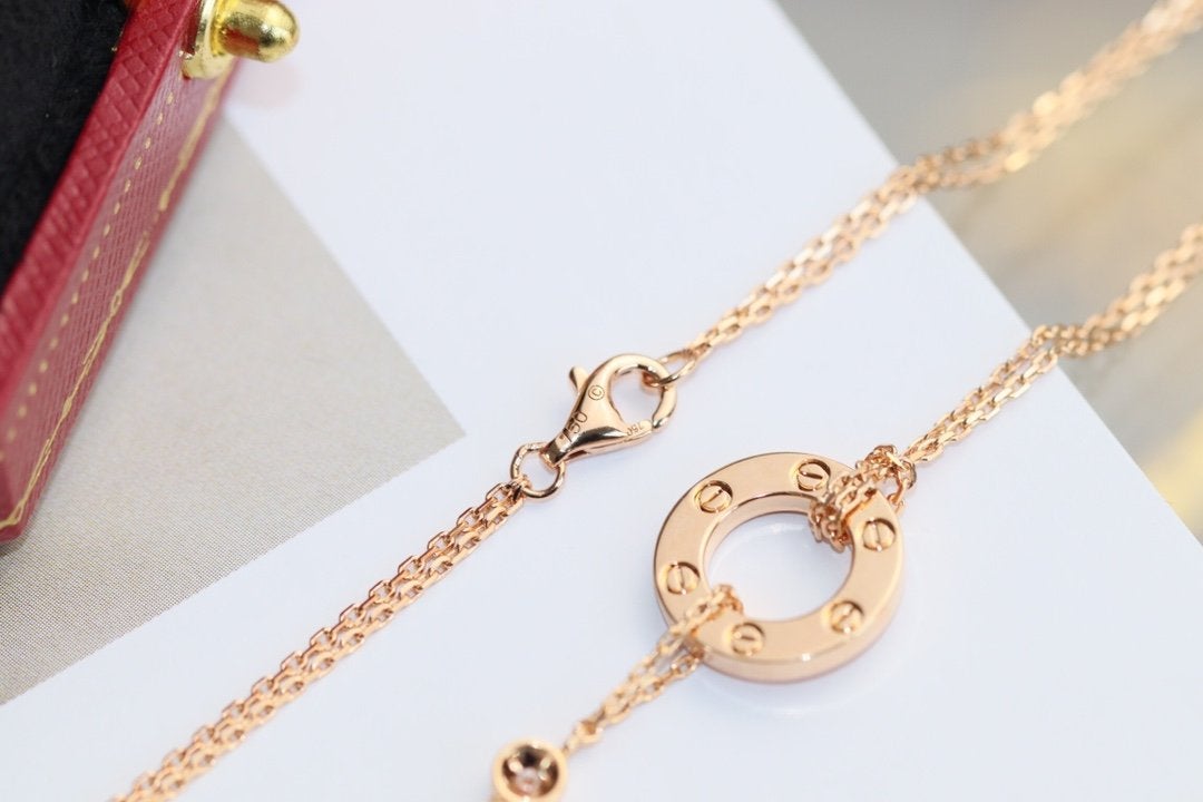 [Love Aura]LOVE NECKLACE ADJUSTABLE ROSE GOLD 2 DIAMOND