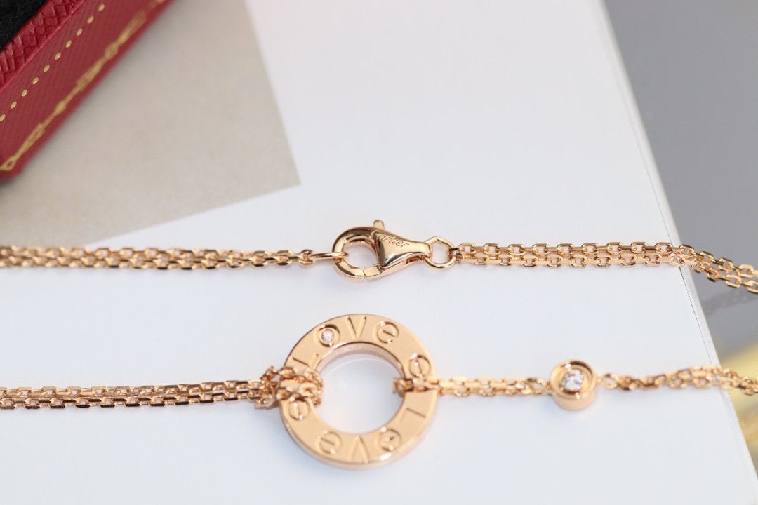 [Love Aura]LOVE NECKLACE ADJUSTABLE ROSE GOLD 2 DIAMOND