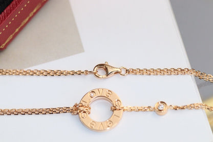 [Love Aura]LOVE NECKLACE ADJUSTABLE ROSE GOLD 2 DIAMOND