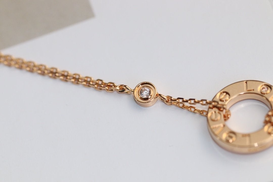 [Love Aura]LOVE NECKLACE ADJUSTABLE ROSE GOLD 2 DIAMOND