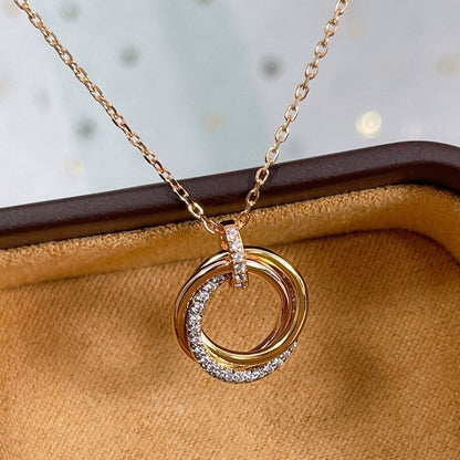 [Love Aura]TRINITY NECKLACE SILVER GOLD PINK GOLD DIAMONDS