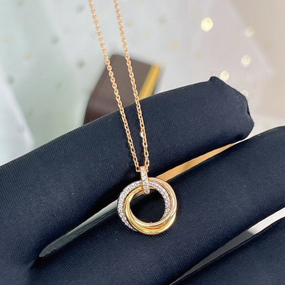 [Love Aura]TRINITY NECKLACE SILVER GOLD PINK GOLD DIAMONDS