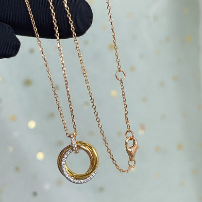 [Love Aura]TRINITY NECKLACE SILVER GOLD PINK GOLD DIAMONDS