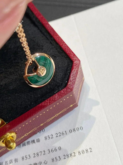 [Love Aura]AMULETTE ROSE GOLD MALACHITE NECKLACE