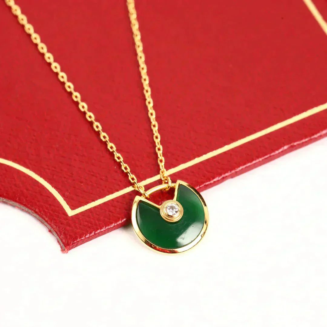 [Love Aura]AMULETTE GOLD MALACHITE NECKLACE