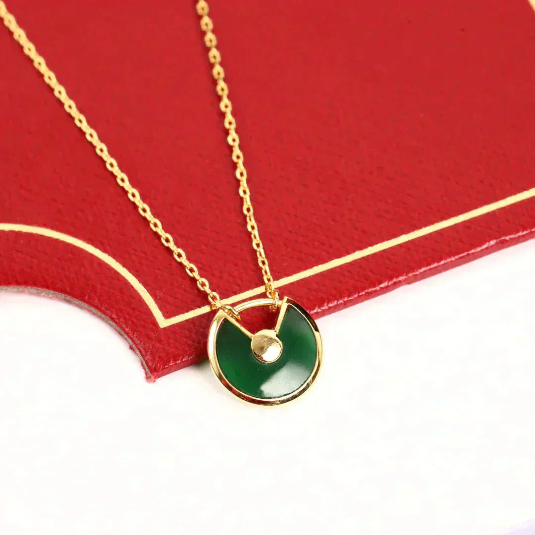 [Love Aura]AMULETTE GOLD MALACHITE NECKLACE