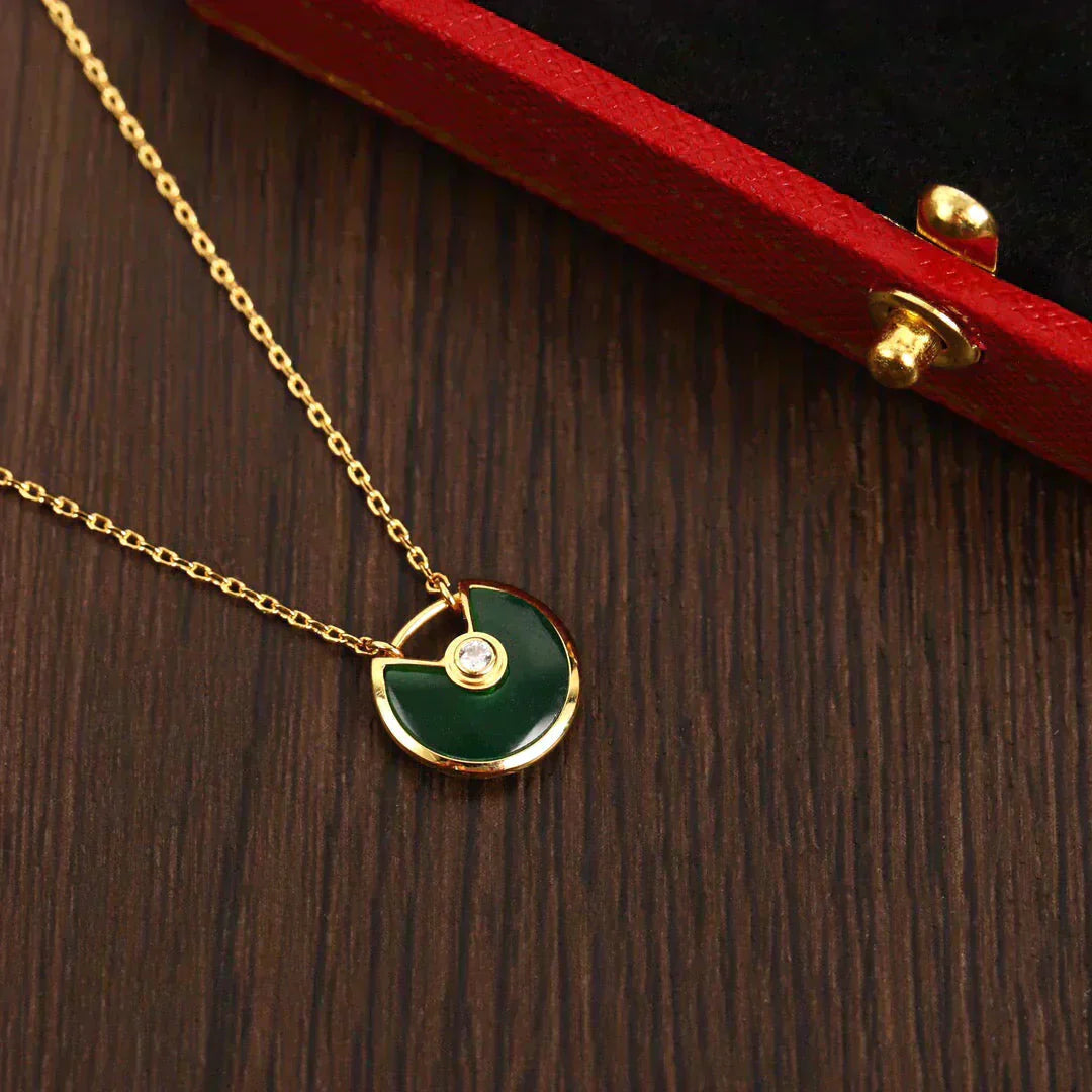 [Love Aura]AMULETTE GOLD MALACHITE NECKLACE