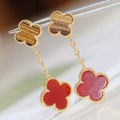 [Love Aura]CLOVER  2 MOTIF  TIGER EYE CARNELIAN EARRINGS