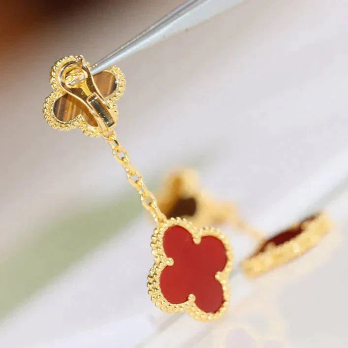 [Love Aura]CLOVER  2 MOTIF  TIGER EYE CARNELIAN EARRINGS