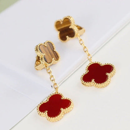 [Love Aura]CLOVER  2 MOTIF  TIGER EYE CARNELIAN EARRINGS