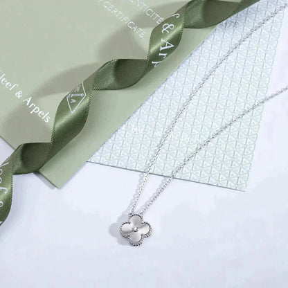 [Love Aura]CLOVER  15MM DIAMOND LASER NECKLACE SILVER