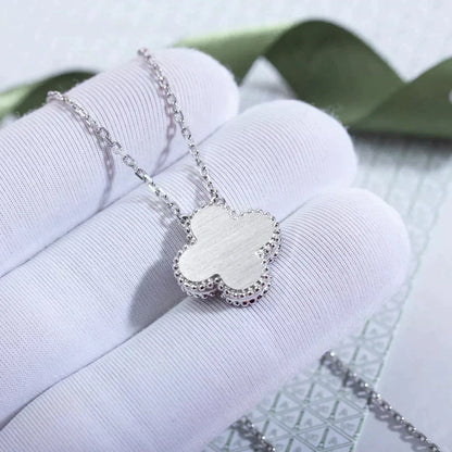 [Love Aura]CLOVER  15MM DIAMOND LASER NECKLACE SILVER