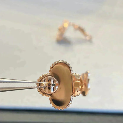 [Love Aura]CLOVER MEDIUM 1 MOTIFS GRAY MOP  DIAMOND EARRINGS