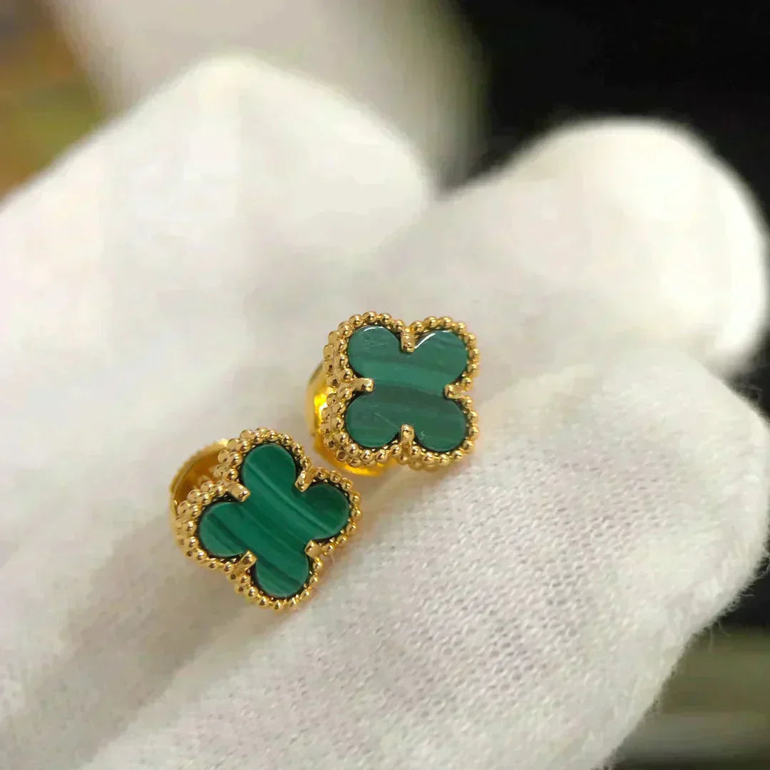 [Love Aura]CLOVER MINI 9.5MM MALACHITE  EARRINGS