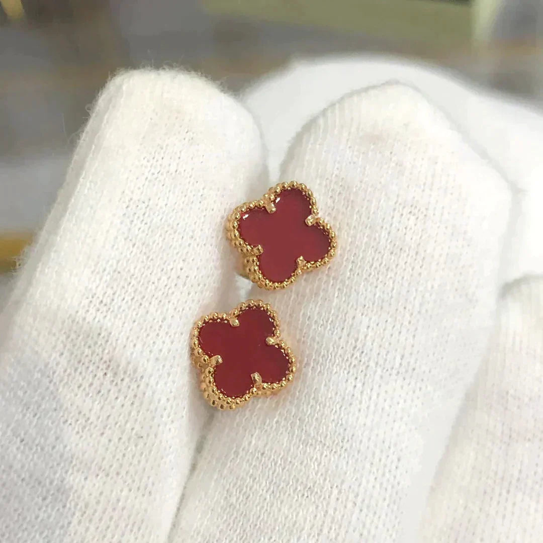 [Love Aura]CLOVER MINI 9.5MM CARNELIAN EARRINGS