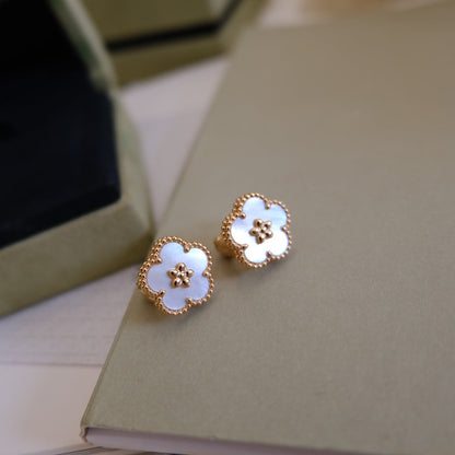 [Love Aura]LUCKY PINK GOLD WHITE MOP EARRINGS