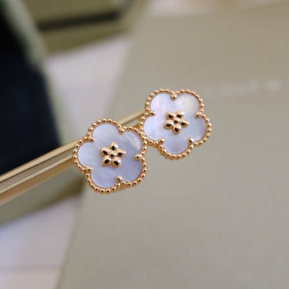 [Love Aura]LUCKY PINK GOLD WHITE MOP EARRINGS